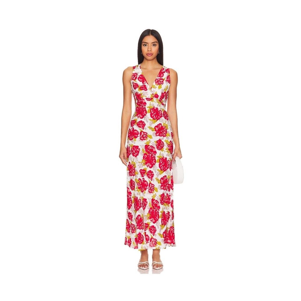 FAITHFULL THE BRAND Acacia Maxi Dress - Isadora Floral Red Size M US 6